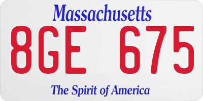MA license plate 8GE675