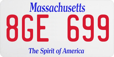 MA license plate 8GE699