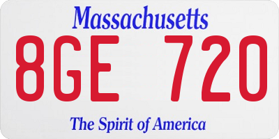 MA license plate 8GE720