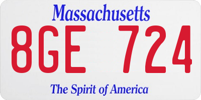 MA license plate 8GE724