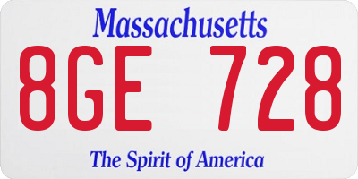 MA license plate 8GE728