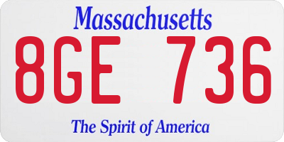 MA license plate 8GE736