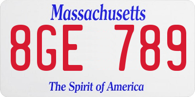 MA license plate 8GE789