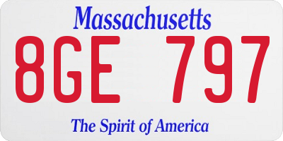 MA license plate 8GE797