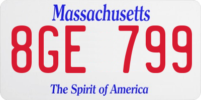 MA license plate 8GE799