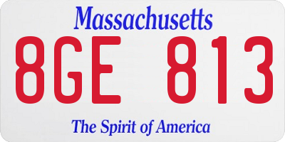 MA license plate 8GE813