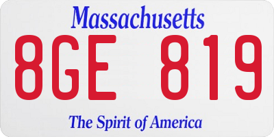 MA license plate 8GE819