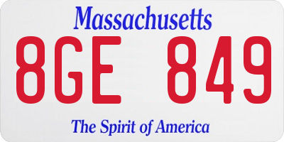 MA license plate 8GE849