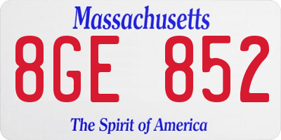 MA license plate 8GE852