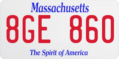 MA license plate 8GE860