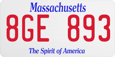 MA license plate 8GE893