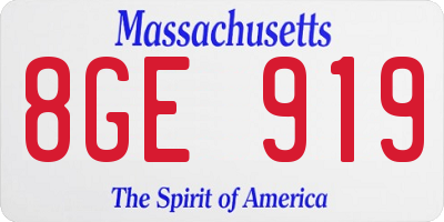 MA license plate 8GE919