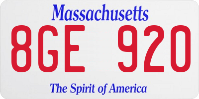 MA license plate 8GE920