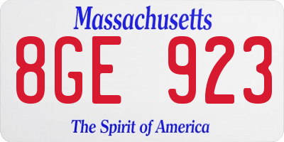 MA license plate 8GE923