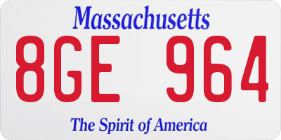 MA license plate 8GE964