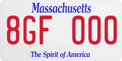 MA license plate 8GF000
