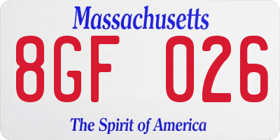 MA license plate 8GF026