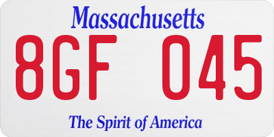 MA license plate 8GF045