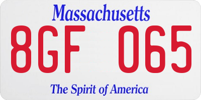 MA license plate 8GF065