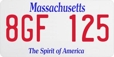 MA license plate 8GF125