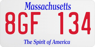 MA license plate 8GF134