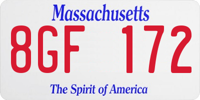 MA license plate 8GF172