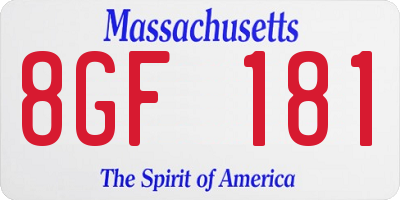 MA license plate 8GF181
