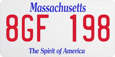 MA license plate 8GF198