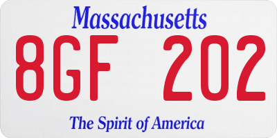 MA license plate 8GF202