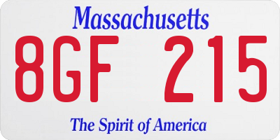 MA license plate 8GF215