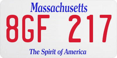 MA license plate 8GF217