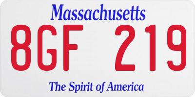 MA license plate 8GF219