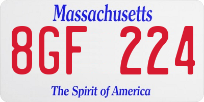 MA license plate 8GF224
