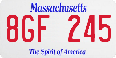 MA license plate 8GF245