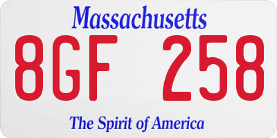 MA license plate 8GF258
