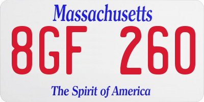 MA license plate 8GF260