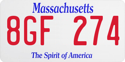 MA license plate 8GF274
