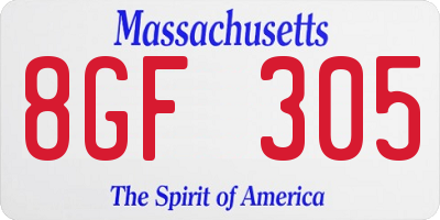 MA license plate 8GF305