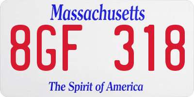 MA license plate 8GF318