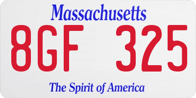 MA license plate 8GF325