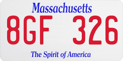MA license plate 8GF326