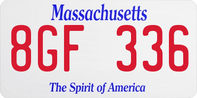MA license plate 8GF336
