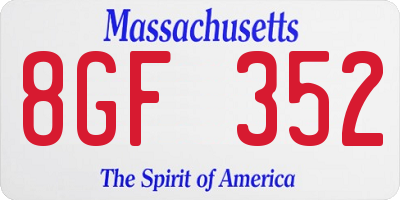 MA license plate 8GF352