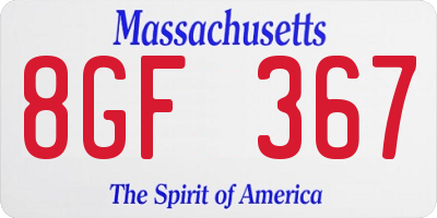 MA license plate 8GF367