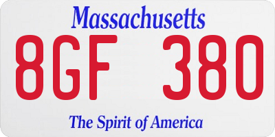 MA license plate 8GF380