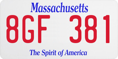 MA license plate 8GF381