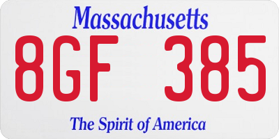 MA license plate 8GF385