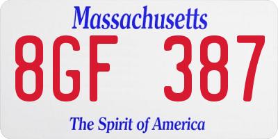 MA license plate 8GF387