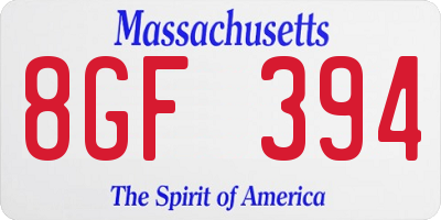 MA license plate 8GF394