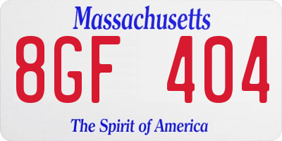 MA license plate 8GF404